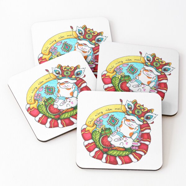 Item preview, Red Dragon and White Rabbit – Lunar New Year Tết Illustration designed and sold by lippostcard.