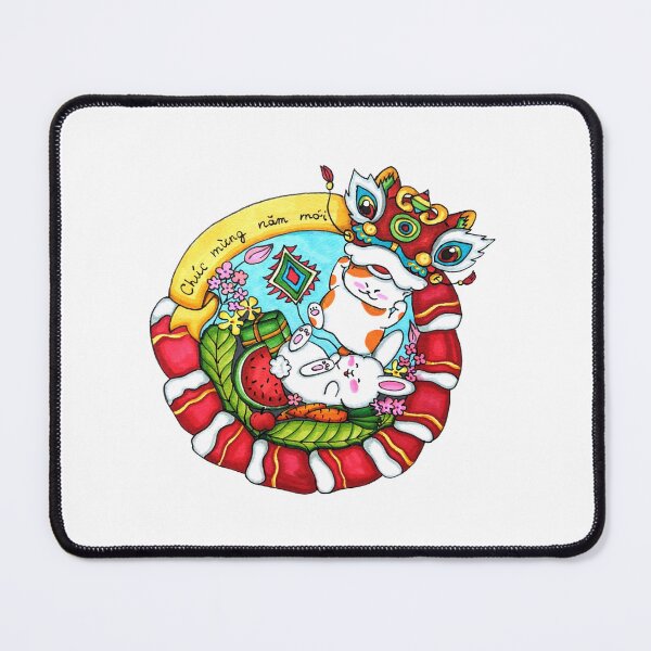 Item preview, Red Dragon and White Rabbit – Lunar New Year Tết Illustration designed and sold by lippostcard.