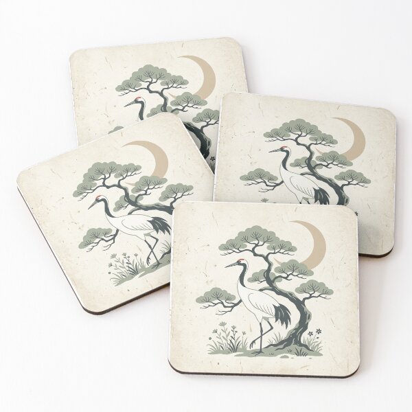 Item preview, Minimalist Japandi Hanafuda Crane and Pine designed and sold by Hikariha Studio.