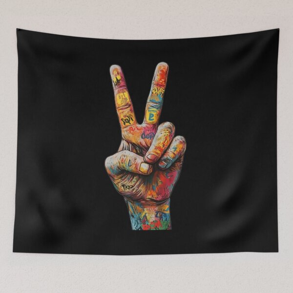Item preview, Graffiti Peace Sign Hand - Colorful Streetwear Urban Graffiti Art designed and sold by gokhanuzen.