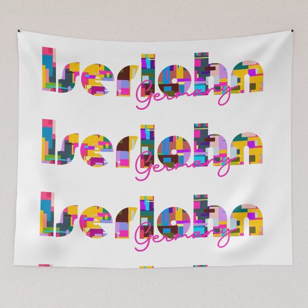 Item preview, Iserlohn, Germany, Vibrant Abstract City Typography Art designed and sold by Wanderful-roads.