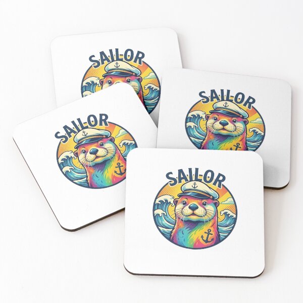 Item preview, Rainbow Sailor Otter Retro Pop Art designed and sold by GiggleInkTees.