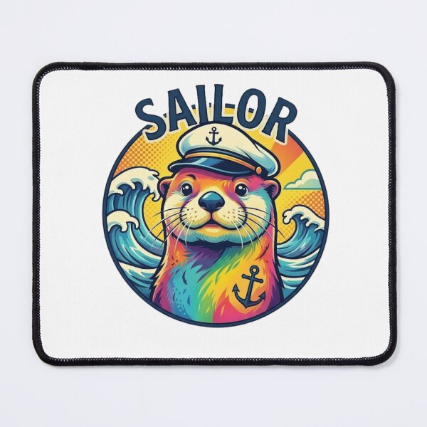 Item preview, Rainbow Sailor Otter Retro Pop Art designed and sold by GiggleInkTees.