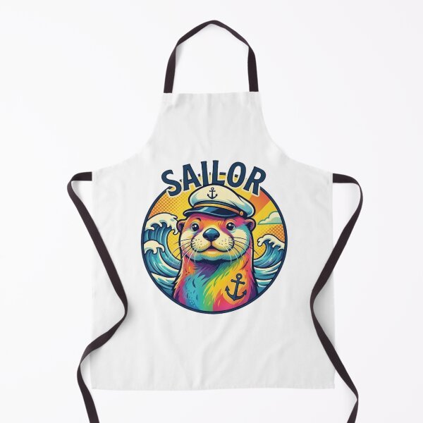 Item preview, Rainbow Sailor Otter Retro Pop Art designed and sold by GiggleInkTees.