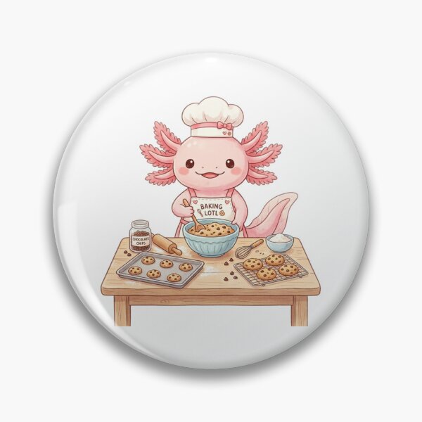 Item preview, Kawaii Axolotl Baking Cute Chocolate Chip Cookies designed and sold by ajamzbox.