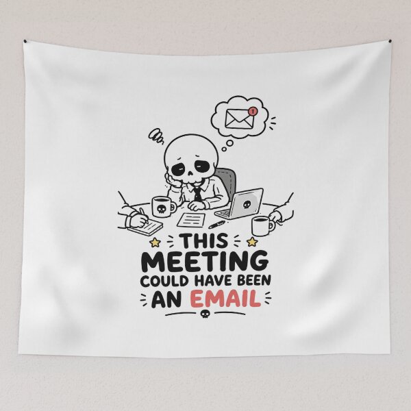 Item preview, Funny Meeting Email Burnout Skeleton T-Shirt designed and sold by MaynyStudio.