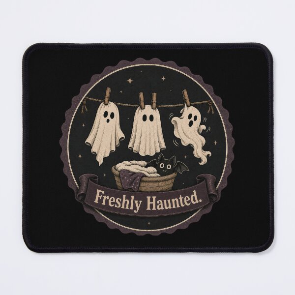 Item preview, Freshly Haunted Cute Ghost Laundry Halloween Bat Vintage Cottagecore Spooky Season Shirt designed and sold by Fangtasia77.