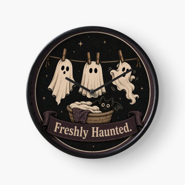 Item preview, Freshly Haunted Cute Ghost Laundry Halloween Bat Vintage Cottagecore Spooky Season Shirt designed and sold by Fangtasia77.