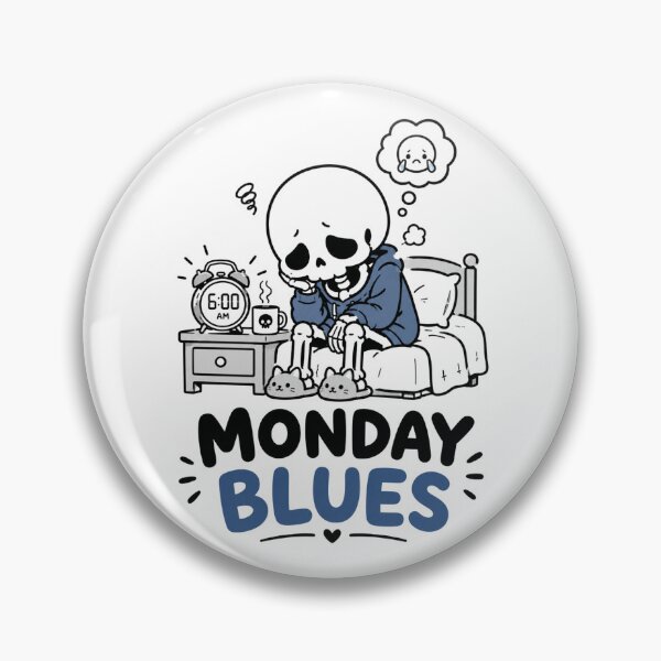 Artikelvorschau, Lustiges Skelett-Montags-Blues-Burnout-T-Shirt entworfen und verkauft von MaynyStudio.
