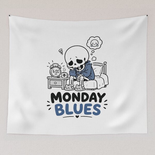 Item preview, Funny Skeleton Monday Blues Burnout T-Shirt designed and sold by MaynyStudio.