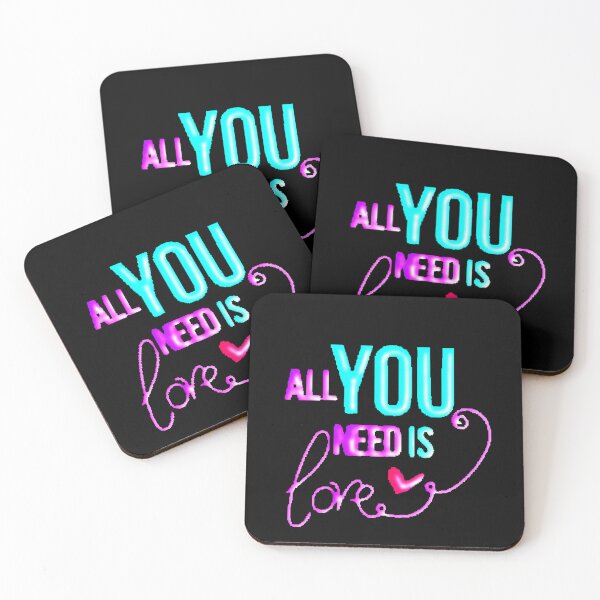 Item preview, All You Need Is Love Neon Pink Cyan Heart Typography designed and sold by AstronautMerch.