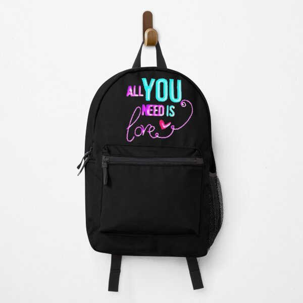 Item preview, All You Need Is Love Neon Pink Cyan Heart Typography designed and sold by AstronautMerch.