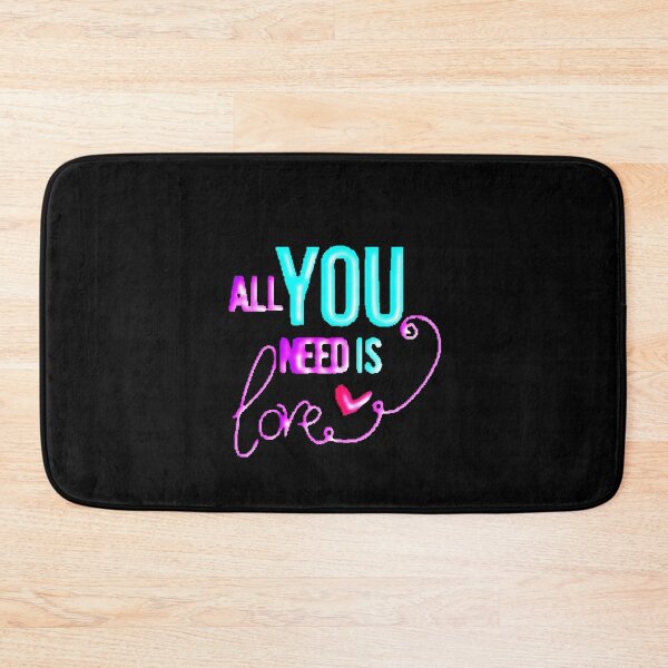 Item preview, All You Need Is Love Neon Pink Cyan Heart Typography designed and sold by AstronautMerch.