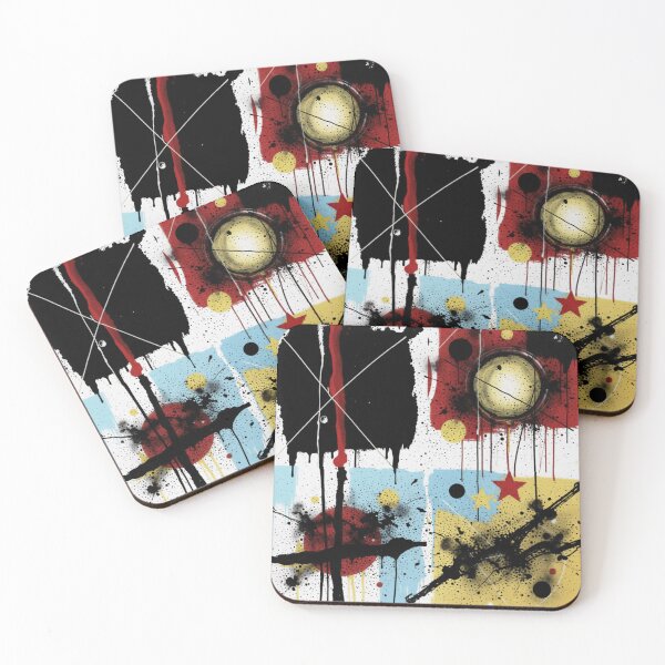 Item preview, orbiting static bold charcoal colorful geometric abstract design designed and sold by SmashingDeals.