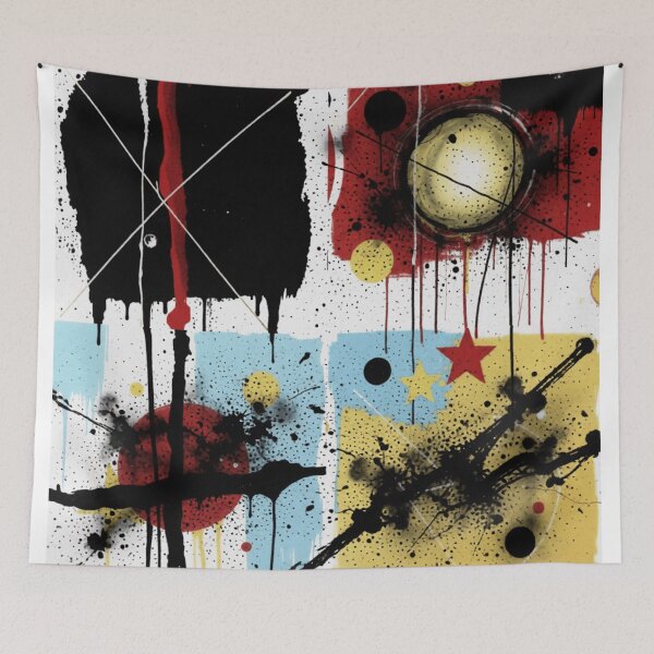 Item preview, orbiting static bold charcoal colorful geometric abstract design designed and sold by SmashingDeals.
