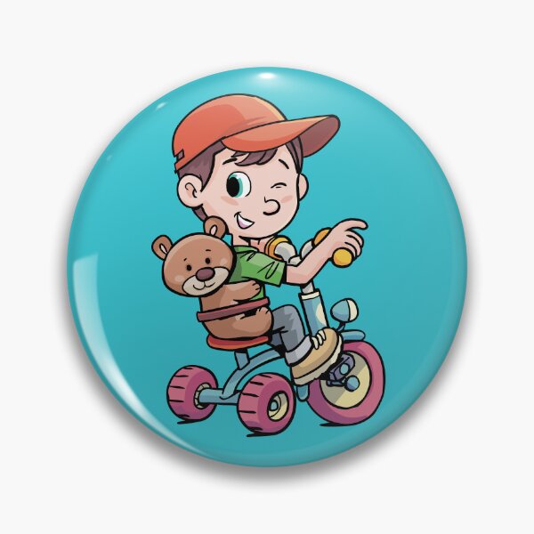 Item preview, boy rides a tricycle with his toy bear designed and sold by duxpavlic.