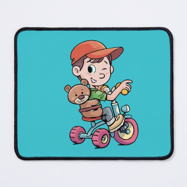 Item preview, boy rides a tricycle with his toy bear designed and sold by duxpavlic.