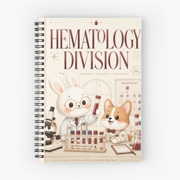 Item preview, Cute Bunny & Corgi Hematology Division Journal Cover | Medical Laboratory Scientist Lab Week 2026 Gift | Retro Laboratory Science Stationery designed and sold by ClinicalHubs.