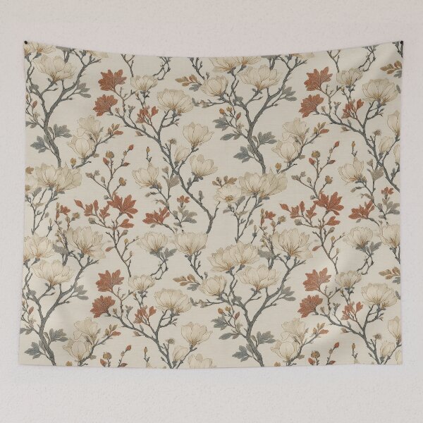 Artikelvorschau, Terracotta Botanical Print – Magnolia Branch Ivory Floral entworfen und verkauft von BestVarieties.