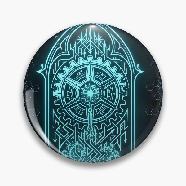 Item preview, Gothic Gear-Shift Sigil | Cyber Sigilism Glowing Cyan Streetwear Art designed and sold by Studio77-Gothic.