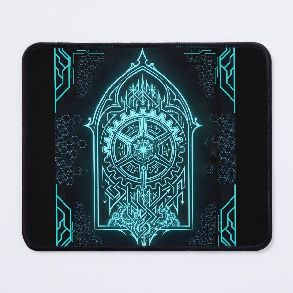 Item preview, Gothic Gear-Shift Sigil | Cyber Sigilism Glowing Cyan Streetwear Art designed and sold by Studio77-Gothic.