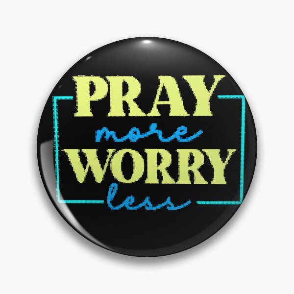 Item preview, Pray More Worry Less Retro Typography Yellow Cyan Frame designed and sold by AstronautMerch.