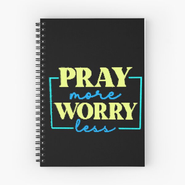 Item preview, Pray More Worry Less Retro Typography Yellow Cyan Frame designed and sold by AstronautMerch.