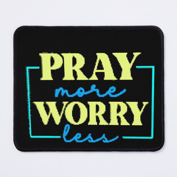 Item preview, Pray More Worry Less Retro Typography Yellow Cyan Frame designed and sold by AstronautMerch.