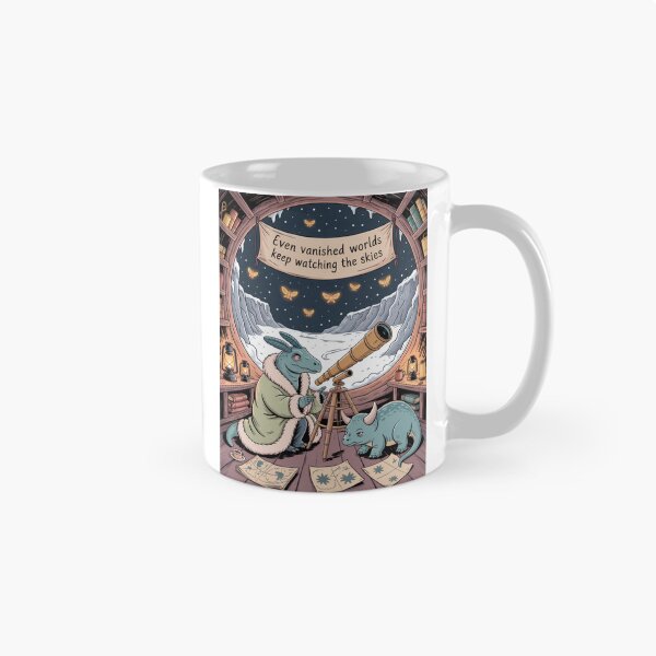 Item preview, The Last Observatory Stayed Awake | Cozy Dinosaur Civilization Poster designed and sold by Soft Lantern Woods.
