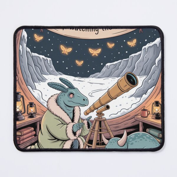 Item preview, The Last Observatory Stayed Awake | Cozy Dinosaur Civilization Poster designed and sold by Soft Lantern Woods.