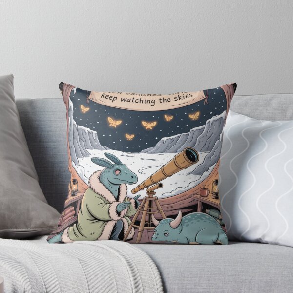 Item preview, The Last Observatory Stayed Awake | Cozy Dinosaur Civilization Poster designed and sold by Soft Lantern Woods.