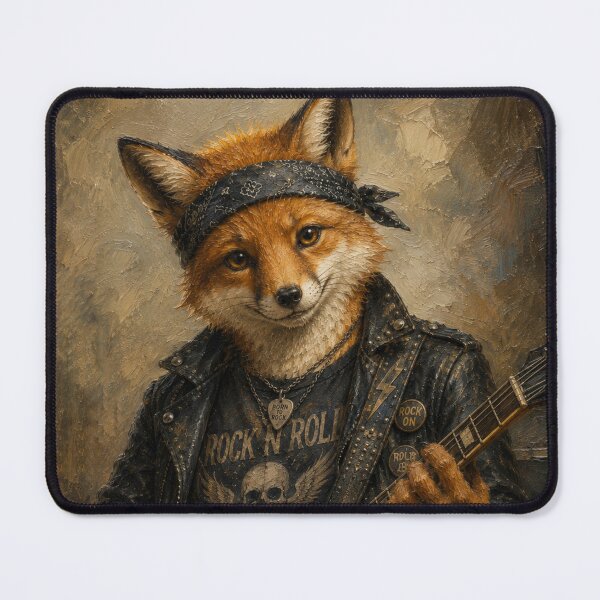 Item preview, Rockstar Fox Guitarist Vintage Rock and Roll Art designed and sold by AtlantiqArt.