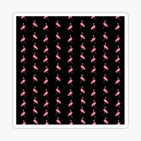 Pink Flamingos on Black Background Pattern Sticker