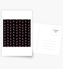 Pink Flamingos on Black Background Pattern Postcards