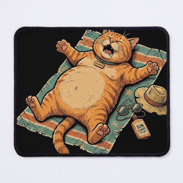Item preview, Lazy Summer Cat Sunbathing Vibes designed and sold by mazyoy.