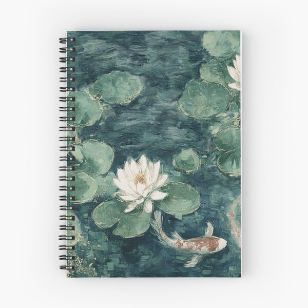 Item preview, Modern Koi Pond with Lotus Flowers Painterly Art designed and sold by AtlantiqArt.