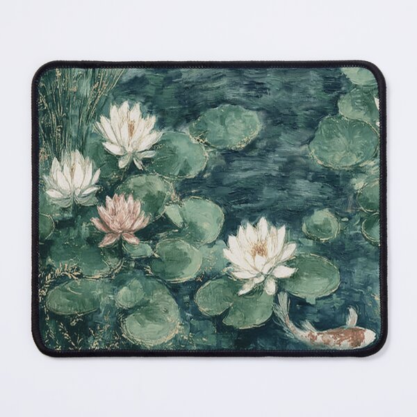 Item preview, Modern Koi Pond with Lotus Flowers Painterly Art designed and sold by AtlantiqArt.