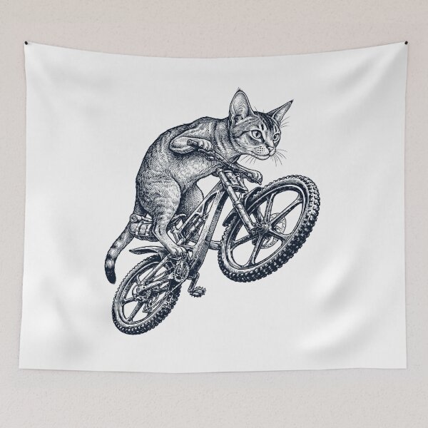 Item preview, Vintage Abyssinian Cat Riding Bicycle Cycling Bike Kitten Lover designed and sold by TerryConnells.