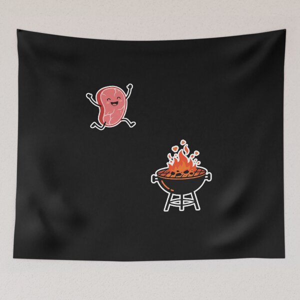 Item preview, Funny Cute Meat Jumping Into BBQ Grill Humor designed and sold by AdyKurniawan.