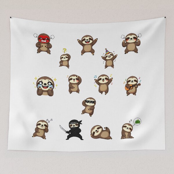 Item preview, Cute Sloth Character Sticker Pack Emojis designed and sold by RamyGallery.