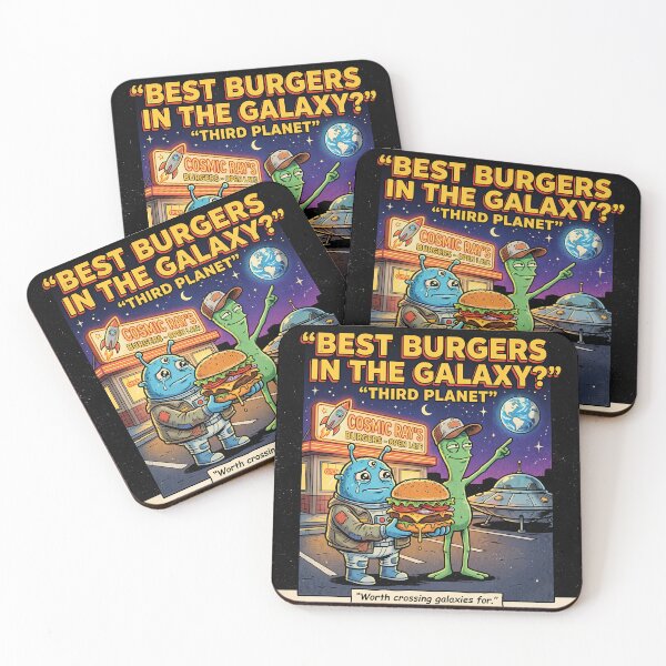 Item preview, Best Burgers in the Galaxy Third Planet Funny Alien Retro Sci Fi Humor designed and sold by FindYouByZ.
