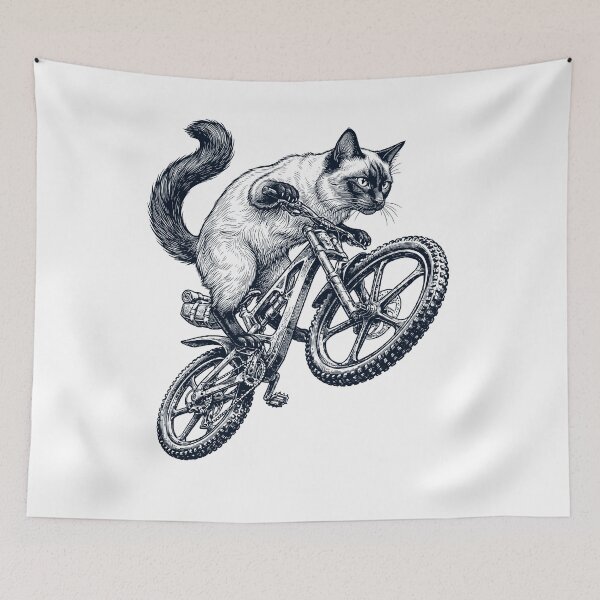 Item preview, Vintage Balinese Cat Riding Bicycle Cycling Bike Kitten Lover designed and sold by TerryConnells.