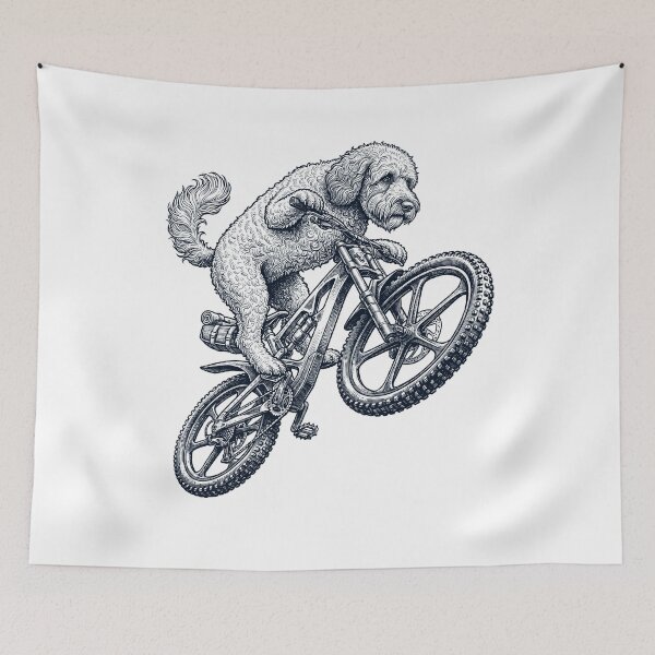 Item preview, Vintage Barbet Riding Bicycle Cycling Bike Dog Lover designed and sold by TerryConnells.