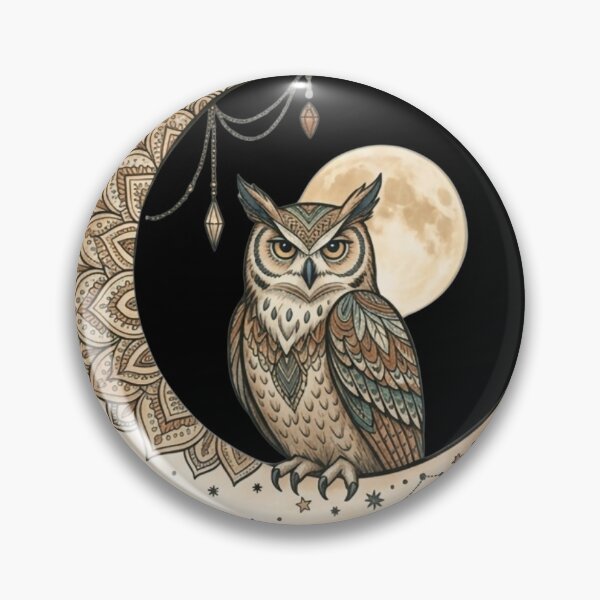 Item preview, Boho Owl Moon Art | Celestial Owl Illustration | Mystical Crescent Moon Design designed and sold by Madhav Creations Studio.