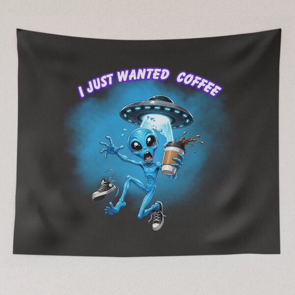 Item preview, I Just Wanted My Coffee Funny Alien Shirt | UFO Abduction Coffee Lover Design | Cute Sci-Fi Graphic Tee designed and sold by Ashes to Artistry.
