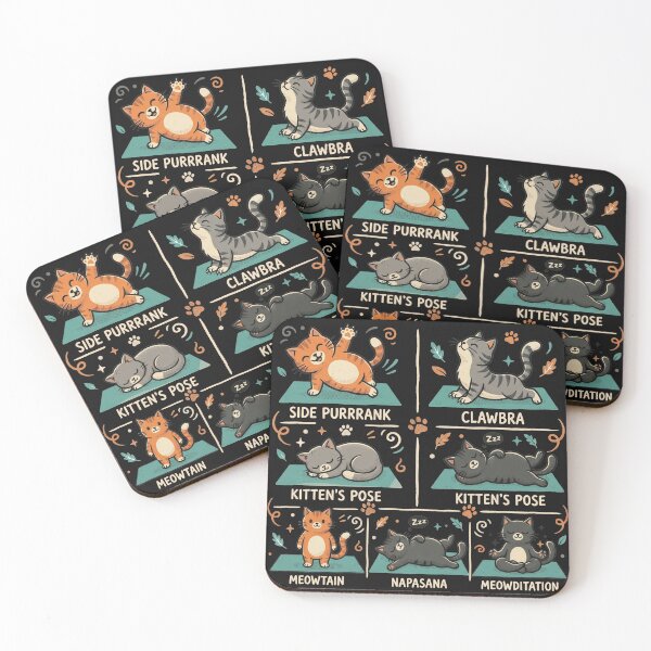 Item preview, Funny Cat Yoga Poses Retro Vintage Puns designed and sold by AdyKurniawan.