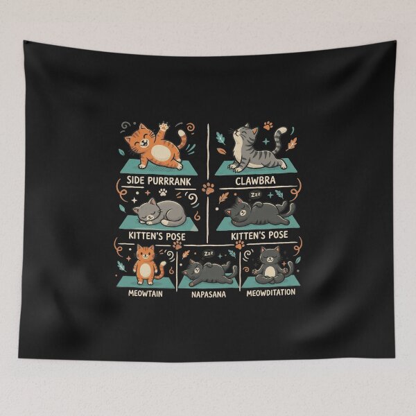 Item preview, Funny Cat Yoga Poses Retro Vintage Puns designed and sold by AdyKurniawan.