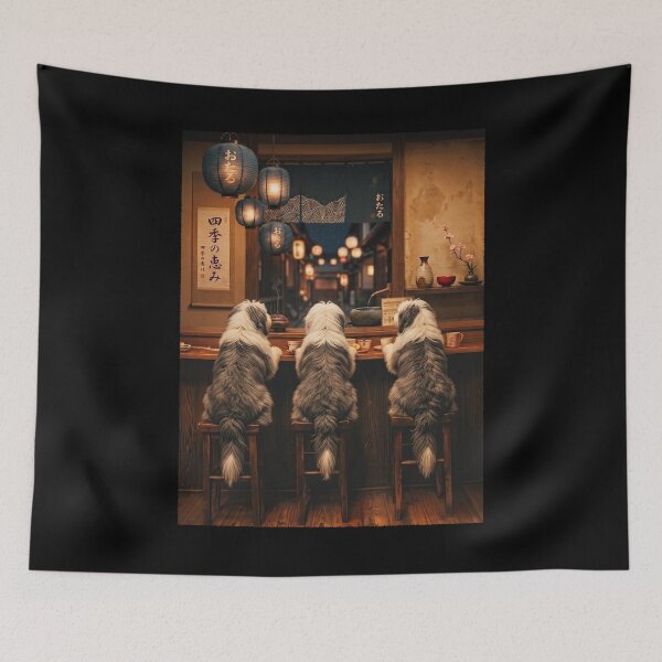 Item preview, Japanese Old English Sheepdog Art Foodie Dog Owner designed and sold by DoodleTortle.