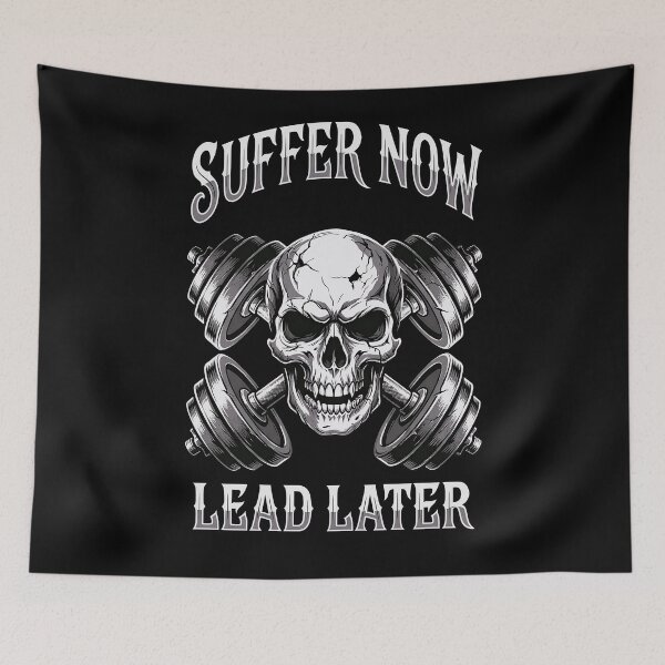 Item preview, Suffer Now Lead Later Vintage Gothic Skull Typography designed and sold by mazyoy.