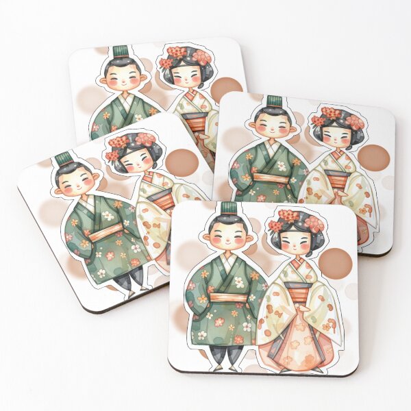 Item preview, Japanese Couple in Traditional Kimono Cultural Design designed and sold by iamKRUK.